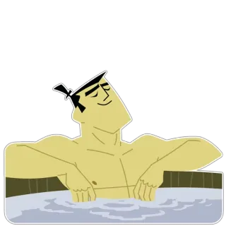😊 813aec16 Samurai Jack kartun, Samurai Jack, relaksasi, bak mandi air panas, animasi telegram sticker