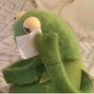 🐸 5306d1ec Kermit кермит, лягушка, маппет, грустный, плачущий, салфетка telegram sticker