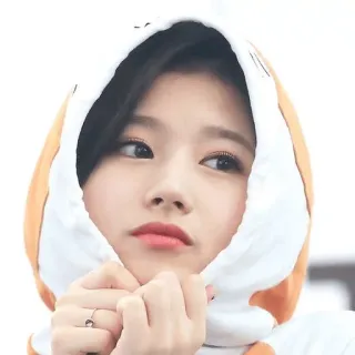 🙂 72ee3c7f mulher, retrato, pessoa, asiática, moletom com capuz, fofa telegram sticker