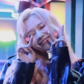 🍑 f2710fee woman, peace sign, peace, cute, happy, girl, hearts whatsapp sticker