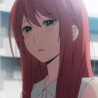 🍁 0a739221 аниме, девушка, рыжие волосы, грустная, надутые губы, иллюстрация, мультфильм whatsapp sticker