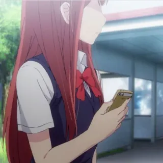 🍁 72216040 Аниме, Девушка, Школьная форма, Рыжие волосы, Телефон whatsapp sticker