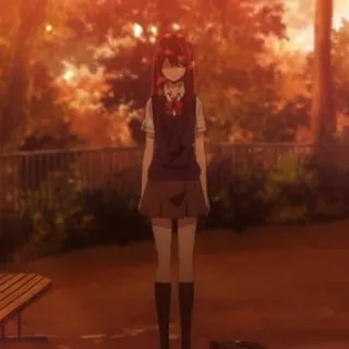 📍 7395ce7d Аниме, Девушка, Школьная форма, Закат, Парк whatsapp sticker
