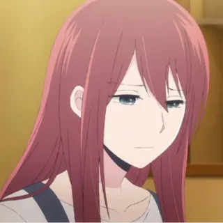 🍁 b75c1f76 аниме, грустно, девушка, рыжие волосы, эмоциональный whatsapp sticker