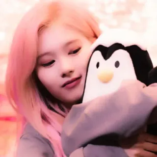 🧺 dc55d935 mujer, pingüino, muñeca, pelo rosa, lindo, persona, femenina whatsapp sticker