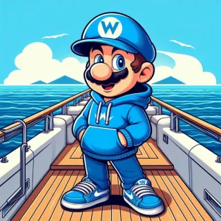 🚤 2c904892 mario, waluigi, bateau, jeu vidéo, personnage, dessin animé, bleu telegram sticker