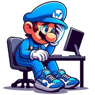 😫 6f820650 mario, luigi, jeu vidéo, personnage, dessin animé, triste, bleu, mème, fanart telegram sticker