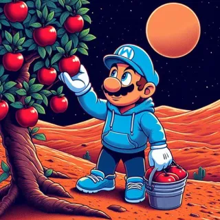🍎 b3ecca87 Mario Mario, Jeu vidéo, Pomme, Fantaisie, Dessin animé telegram sticker