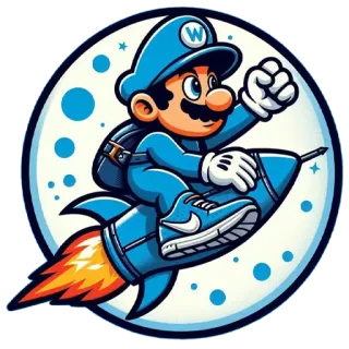 🚀 fb615e56 Mario Mario, Dessin animé, Fusée, Bleu, Jeu vidéo, Espace telegram sticker