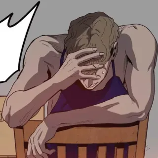 😑 42cde875 мужчина, грустный, расстроенный, в стрессе, стул, стиль аниме telegram sticker