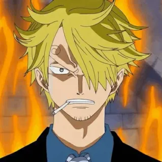 🎷 2c497c85 Sanji One Piece Anime, Gotowanie, Ogień, Blond, Papieros whatsapp sticker