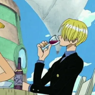 🎷 59a60662 Sanji One Piece Anime, Wino, Szef kuchni, Pirat, Napój whatsapp sticker