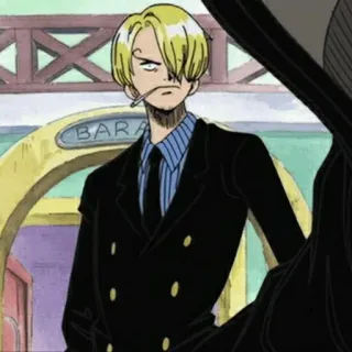 🎷 718e1704 Sanji One Piece Anime, Postać, Blond, Garnitur, Papieros whatsapp sticker