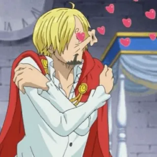 🎷 9116229c Sanji One Piece anime, miłość, serca, kreskówka, śmieszne whatsapp sticker