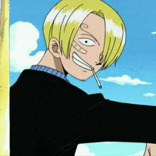 🎷 c1d7e110 Sanji One Piece Anime, Palenie, Gotowanie, Blondynka, Pirat, Postać whatsapp sticker