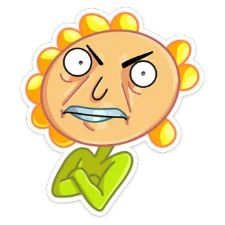 😡 1a61802c sticker, dessin animé, fleur, en colère, bras croisés telegram sticker