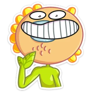 😊 76cb6b9d Dessin animé, Personnage, Autocollant, Drôle, Mignon, Expression, Feuille, Idiot telegram sticker