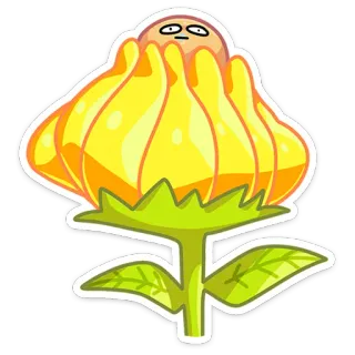 🌻 7e4644f1 fleur, plante, autocollant, dessin animé, emoji, visage, jaune, mignon telegram sticker