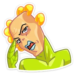😒 8554ed6a personnage, dessin animé, fleur, art, autocollant telegram sticker