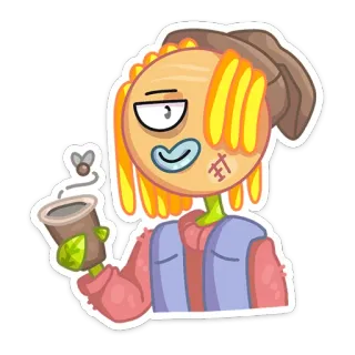 🙂 9ec691d0 Zombie, Personnage, Dessin animé, Monstre, Effrayant, Mort-vivant telegram sticker