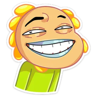 😃 e8267743 dessin animé, sourire narquois, drôle, idiot, visage, personnage, blond telegram sticker