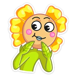 ☺️ ef0017fc fleur, dessin animé, plante, mignon, autocollant telegram sticker