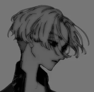 🀄 417aee9b Anime, Manga, Nhân vật, Đen trắng, Chân dung telegram sticker