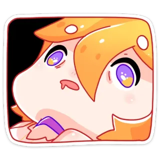 😳 449ef54f Anime, Sticker, Dessin animé, Visage, Mignon, Jaune, Violet telegram sticker