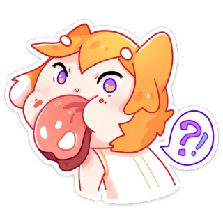 😝 8b2e943f ?! question, mignon, dessin animé, expression, autocollant telegram sticker
