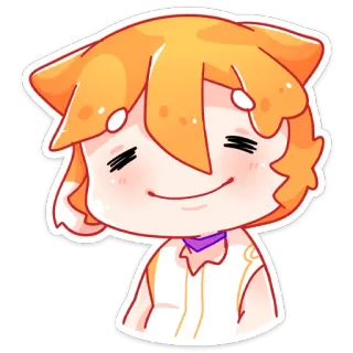 🙂 9e1105fd Dessin animé, Anime, Mignon, Kawaii, Chibi, Cheveux orange, Joyeux telegram sticker