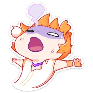 😓 ddddfb8d dessin animé, autocollant, personnage, animé, mignon, chibi, cheveux orange telegram sticker