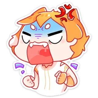 😠 efb76b06 en colère, dessin animé, personnage, orange, illustration, expression telegram sticker