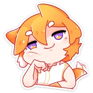 😏 f6ac8e06 Anime, Sticker, Mignon, Chibi, Furry, Cheveux Orange telegram sticker