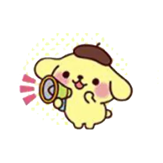 📣 61e2fcb1 Pompompurin Pompompurin, Sanrio, anjing, megafon, imut, kartun telegram sticker