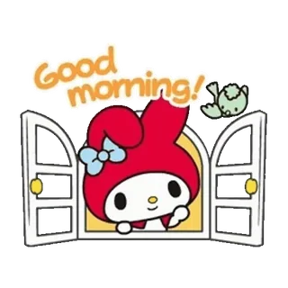 😊 781d0bd7 My Melody Good morning! マイメロディ, サンリオ, おはよう, 挨拶, かわいい, キュート telegram sticker