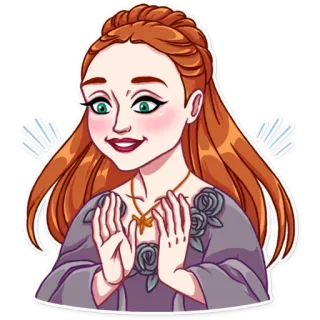 👏 aef73b96 phụ nữ, hoạt hình, tóc hung, chân dung, cười, người telegram sticker