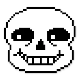 ☠️ b7b7675f Sans Undertale skelet, pixel art, glimlachend, videogame, personage whatsapp sticker
