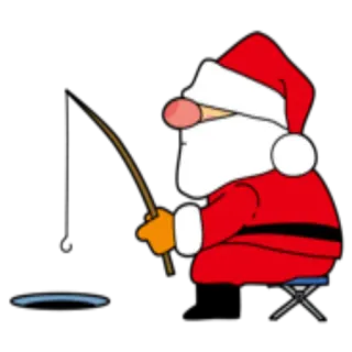 🐟 8182dac9 Santa Claus papá noel, navidad, pesca, invierno, fiesta telegram sticker