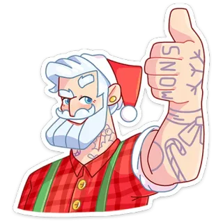 👍 90e73c68 MONSTER Papá Noel, Navidad, monstruo, tatuajes, fiesta, pulgar arriba whatsapp sticker