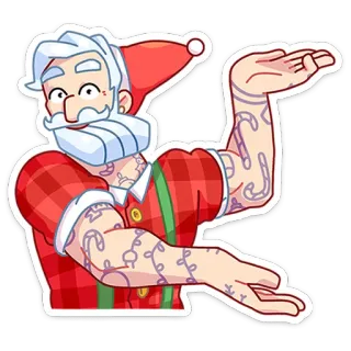🤷‍♀️ feb30022 santa claus, navidad, tatuaje, fiesta, dibujos animados, festivo, personaje whatsapp sticker
