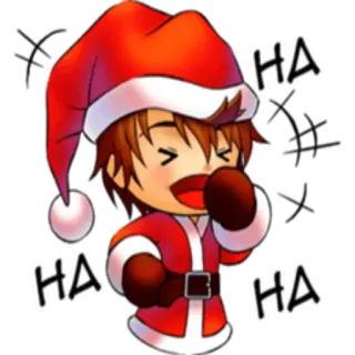 🤣 0a052b4b HA HA HA HA natal, papai noel, rindo, anime, desenho animado, feriado, inverno telegram sticker