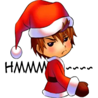 🤔 84cd3033 HMMM natal, papai noel, hmm, pensando, feriado telegram sticker
