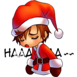 😔 da5ee055 HAAAAAAA~~ natal, papai noel, anime, dormindo, desenho animado, fofo, personagem telegram sticker