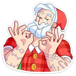👌 221577a7 Santa Claus 圣诞老人, 圣诞节, 纹身, OK手势, 卡通 telegram sticker