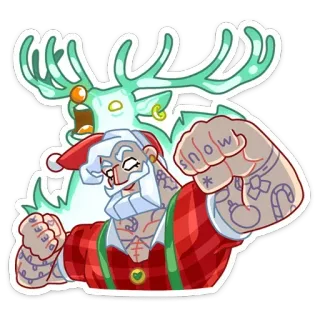 😡 557cce2d Santa Claus SNOW 圣诞节, 圣诞老人, 驯鹿, 雪, 节日, 冬天 telegram sticker