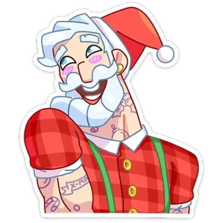 😀 92a668fd Santa Claus X-MAS 圣诞节, 圣诞老人, 节日, 纹身 telegram sticker