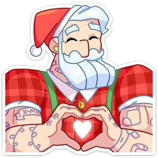 ❤️ b82b0281 Santa Claus X-MAS 圣诞老人, 圣诞节, 节日, 爱心, 纹身, 冬天, 节日 telegram sticker