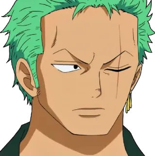😑 0733ac26 Zoro One Piece Anime, Bajak Laut, Pedang, Rambut Hijau, Luka telegram sticker