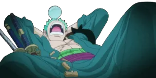 😪 21de1505 Zoro One Piece Anime, Manga, Pedang, Rambut hijau, Tidur telegram sticker