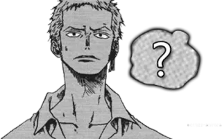 ❔ 3782cd60 Zoro One Piece anime, manga, pertanyaan, bingung, Roronoa telegram sticker